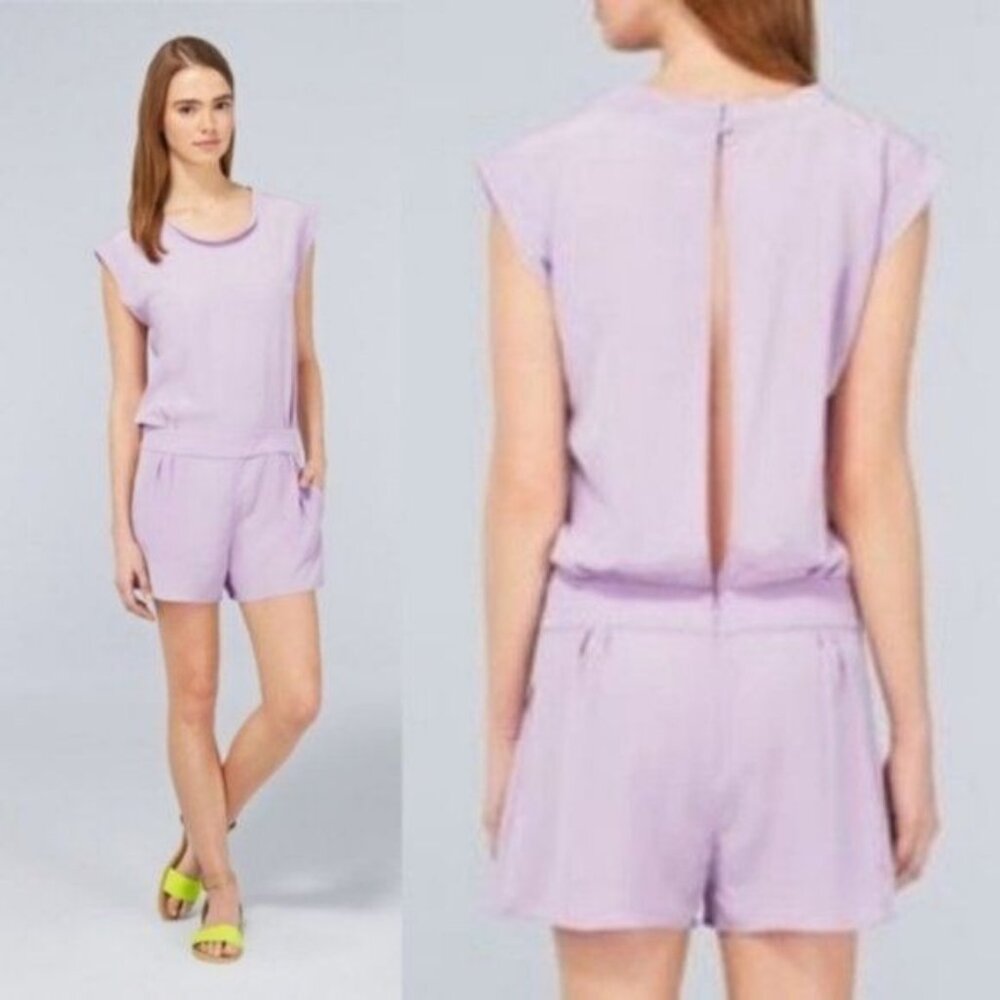 Aritzia Wilfred Lamarck Romper Silk Open Back Pockets
